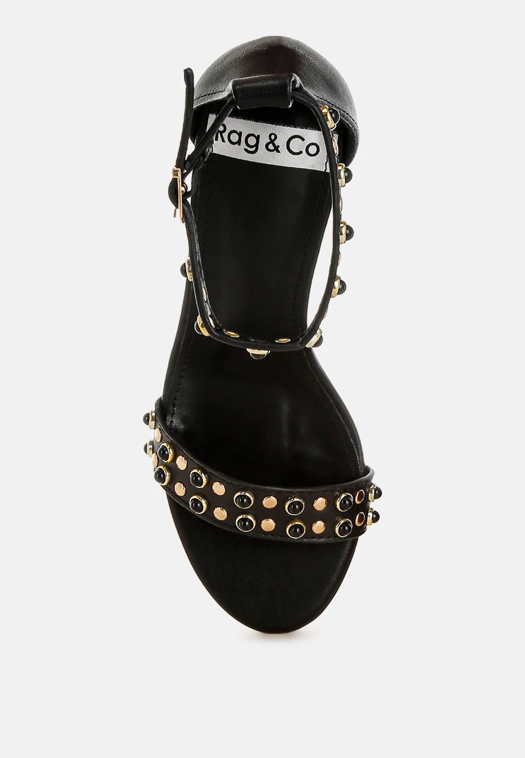 Nidara Studs Embellished Genuine Leather Sandals 5 Nidara Studs Embellished Genuine Leather Sandals - Image 4