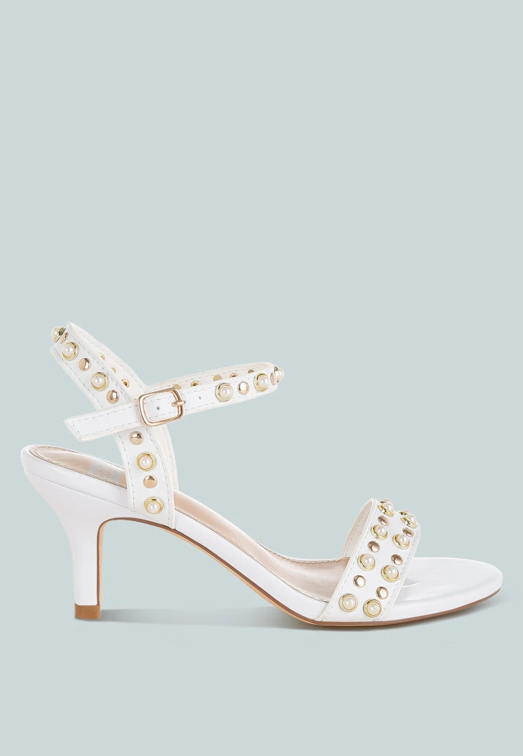Nidara Studded Real Leather Kitten Heel Sandals 3 Nidara Studded Real Leather Kitten Heel Sandals