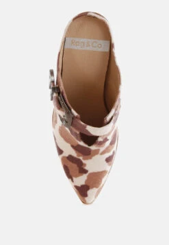 Nometa Faux Suede Buckle Detail Mules 10 Nometa Faux Suede Buckle Detail Mules -Rag & Co NometaFauxSuedeBuckleDetailMulesRCSH5610COW PRINT 3