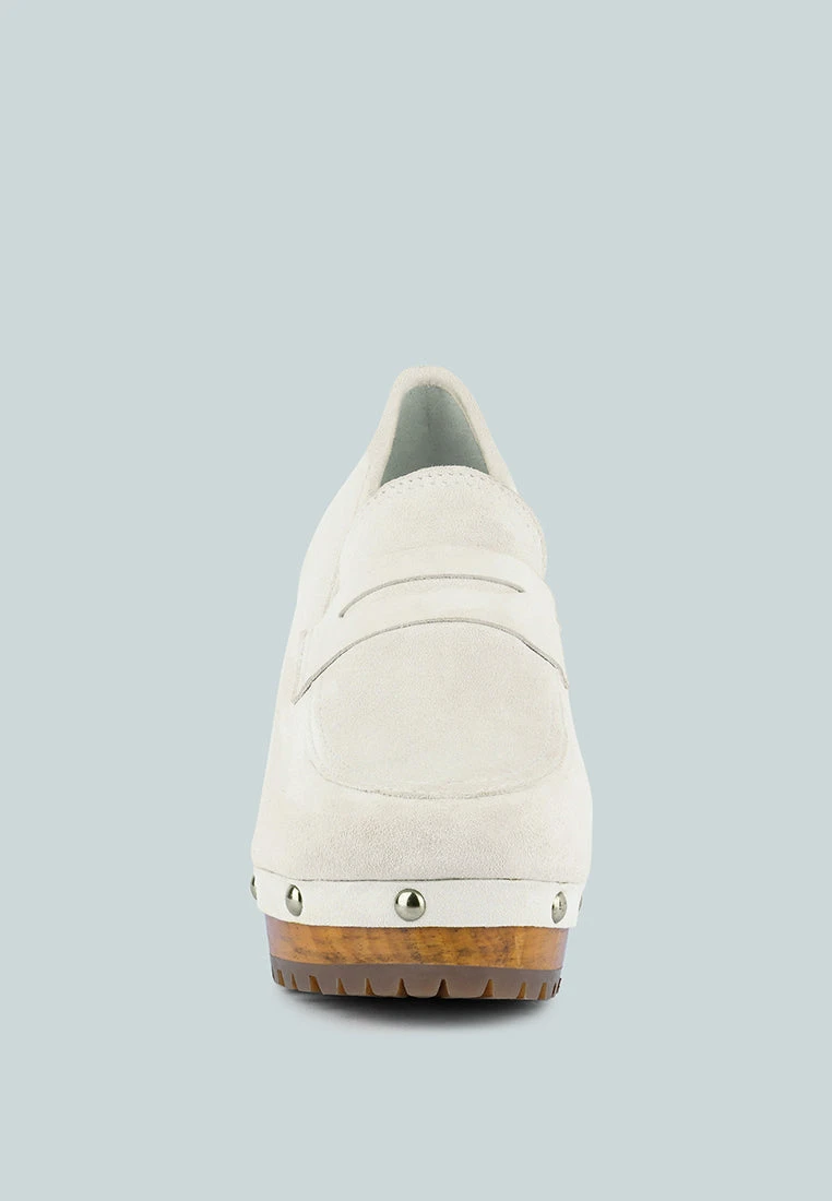 OSAGE White Clogs Loafers In Fine Suede 5 OSAGE White Clogs Loafers In Fine Suede - Image 3