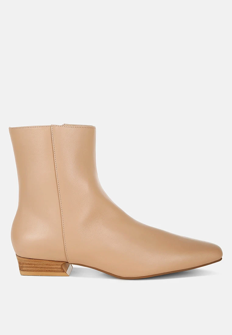 Obita Flared Heel Genuine Leather Boots 3 Obita Flared Heel Genuine Leather Boots