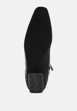 Obita Flared Heel Genuine Leather Boots 31 Obita Flared Heel Genuine Leather Boots -Rag & Co Obita Flared Heel Genuine Leather Boots RCSH5155 BLACK 4