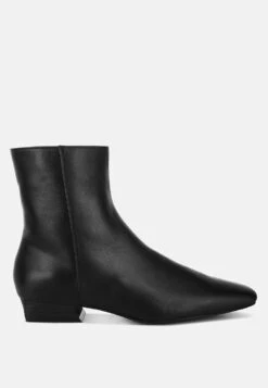 Obita Flared Heel Genuine Leather Boots 27 Obita Flared Heel Genuine Leather Boots -Rag & Co Obita Flared Heel Genuine Leather Boots RCSH5155 BLACK 6