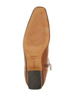Obita Flared Heel Genuine Leather Boots 26 Obita Flared Heel Genuine Leather Boots -Rag & Co Obita Flared Heel Genuine Leather Boots RCSH5155 TAN 7