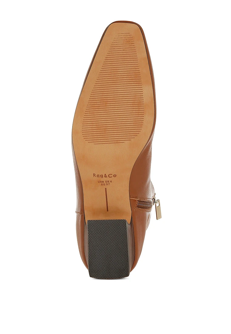 Obita Flared Heel Genuine Leather Boots 12 Obita Flared Heel Genuine Leather Boots - Image 10