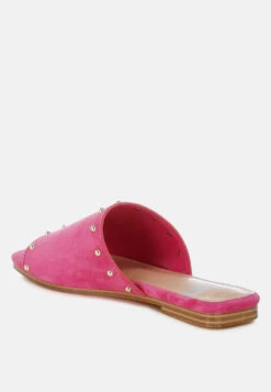 Odalia Soft Suede Leather Studded Flats 16 Odalia Soft Suede Leather Studded Flats -Rag & Co OdaliaSoftSuedeLeatherStuddedFlatsRCSH5481FUCHSIA 1