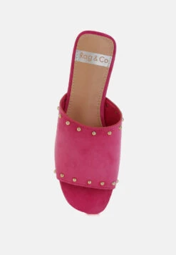 Odalia Soft Suede Leather Studded Flats 17 Odalia Soft Suede Leather Studded Flats -Rag & Co OdaliaSoftSuedeLeatherStuddedFlatsRCSH5481FUCHSIA 4