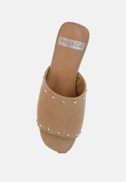 Odalia Soft Suede Leather Studded Flats 22 Odalia Soft Suede Leather Studded Flats -Rag & Co Odalia Soft Suede Leather Studded Flats RCSH5481 BEIGE 1