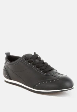 Odaya Studded Real Soft Leather Sneakers -Rag & Co Odaya Studded Real Soft Leather Sneakers RCSH5573 BLACK 6