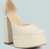 COSETTE Diamante Embellished Ankle Strap High Block Heel Sandals In Off White -Rag & Co Off White RCSH4185 Off WhiteGIF 10
