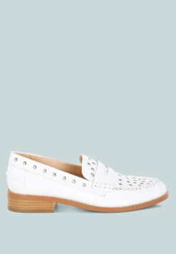 Oglavia Studs Embellished Leather Loafers