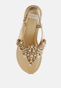 Opazie Metallic Pearl Embellished Flats 18 Opazie Metallic Pearl Embellished Flats -Rag & Co OpazieMetallicPearlEmbellishedFlatsRCSH5546GOLD 2
