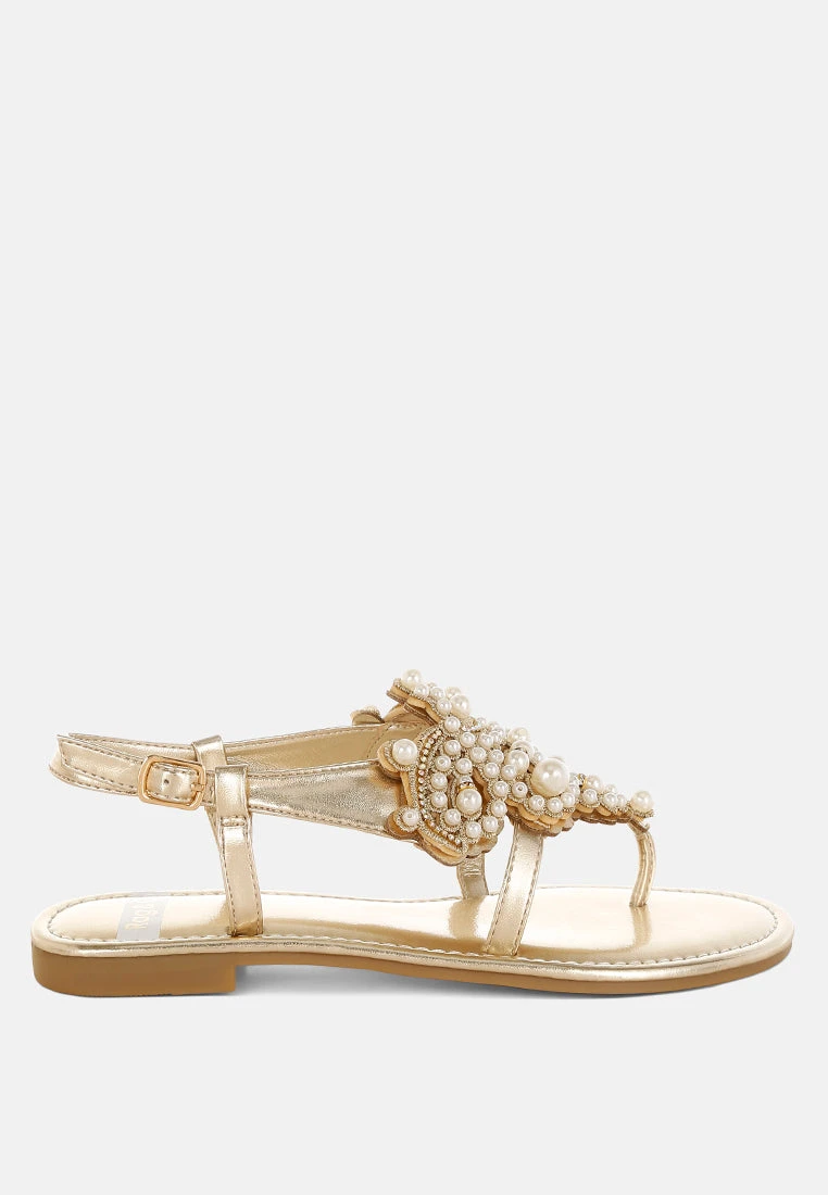 Opazie Metallic Pearl Embellished Flats 3 Opazie Metallic Pearl Embellished Flats