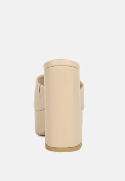 SHURI Open Toe High Block Heel Sandals In Beige -Rag & Co OpenToeHighBlockHeelSandals RCSH4213 beige 1