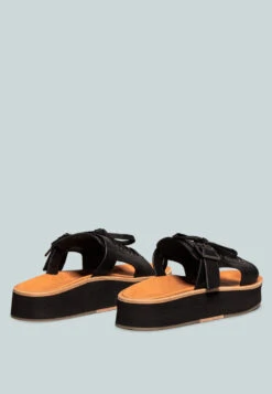 PATTON Black Cut Out Buckled Platform Sandals -Rag & Co PATTONBlackLaceUpBuckledPlatformSandals RCSH2399 Black 4 f1fb7ea0 c66b 4caf 8018 063c53f8c65e