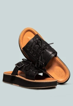 PATTON Black Cut Out Buckled Platform Sandals -Rag & Co PATTONBlackLaceUpBuckledPlatformSandals RCSH2399 Black 5 046c929d 022c 44c5 bb1c bcf820df6215