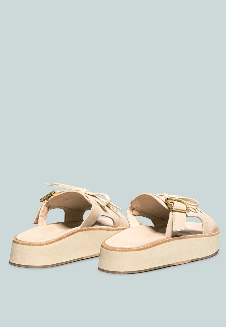 PATTON Nude Cut Out Buckled Platform Sandals 5 PATTON Nude Cut Out Buckled Platform Sandals - Image 3