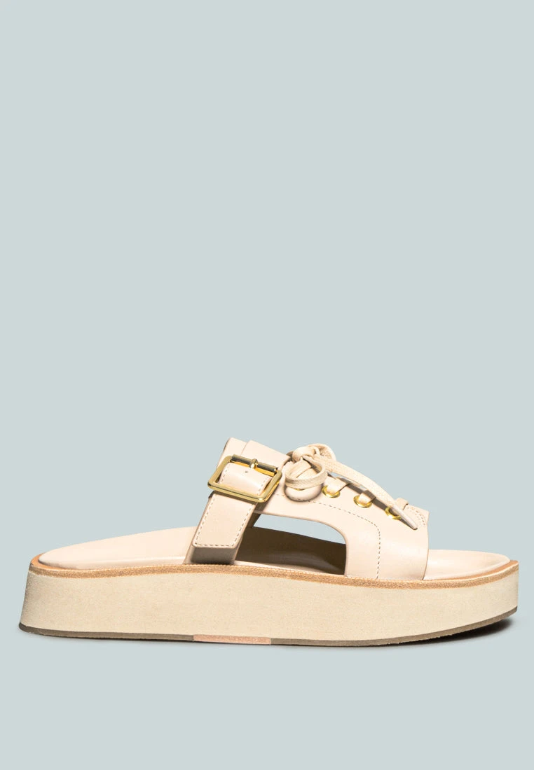 PATTON Nude Cut Out Buckled Platform Sandals 4 PATTON Nude Cut Out Buckled Platform Sandals - Image 2