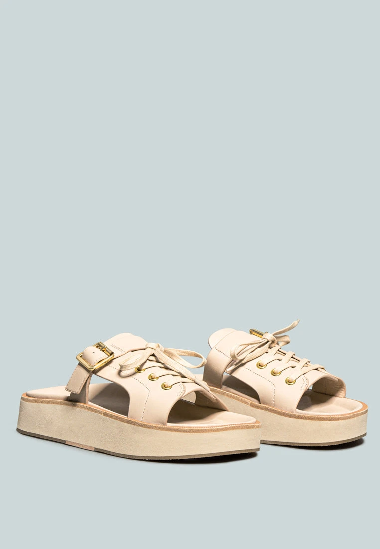 PATTON Nude Cut Out Buckled Platform Sandals 3 PATTON Nude Cut Out Buckled Platform Sandals