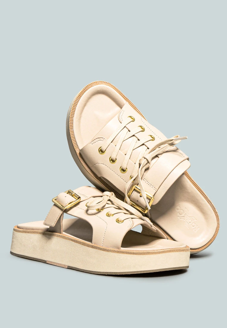 PATTON Nude Cut Out Buckled Platform Sandals 7 PATTON Nude Cut Out Buckled Platform Sandals - Image 5