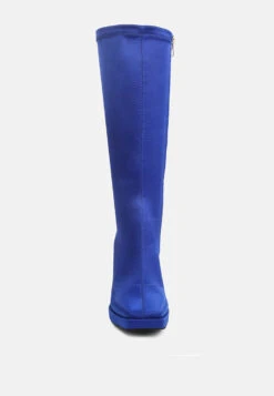 PRESTO Blue Stretchable Satin Long Boot 11 PRESTO Blue Stretchable Satin Long Boot -Rag & Co PRESTOBlueStretchableSatinLongBoot RCSH3985 Blue 4