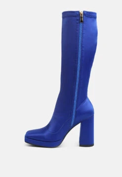 PRESTO Blue Stretchable Satin Long Boot 12 PRESTO Blue Stretchable Satin Long Boot -Rag & Co PRESTOBlueStretchableSatinLongBoot RCSH3985 Blue 5