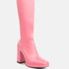 PRESTO Pink Stretchable Satin Long Boot -Rag & Co PRESTOPinkStretchableSatinLongBoot RCSH3985 Pink 3
