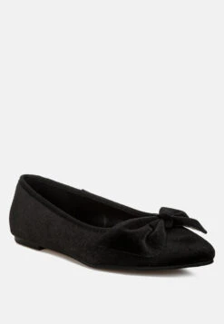 Pothos Luxurious Velvet Bow Ballerinas -Rag & Co Pothos Luxurious Velvet Bow Ballerinas RCSH5158 black 2