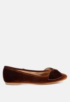 Pothos Luxurious Velvet Bow Ballerinas -Rag & Co Pothos Luxurious Velvet Bow Ballerinas RCSH5158 5