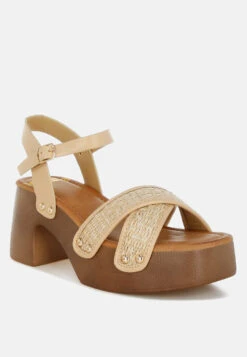 Rag & Co -Rag & Co Qasa Studded Raffia Clog Sandals RCSH5427 2