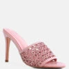 TEASE Pink Woven Stiletto Slides 2 TEASE Pink Woven Stiletto Slides -Rag & Co RCSH2909 PINK 2