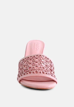 TEASE Pink Woven Stiletto Slides -Rag & Co RCSH2909 PINK 3