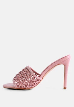 TEASE Pink Woven Stiletto Slides -Rag & Co RCSH2909 PINK 4