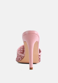 TEASE Pink Woven Stiletto Slides -Rag & Co RCSH2909 PINK 6