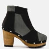HURON Grey Fine Suede Patchwork Ankle Boots -Rag & Co RCSH2963 BLACK GREY 1