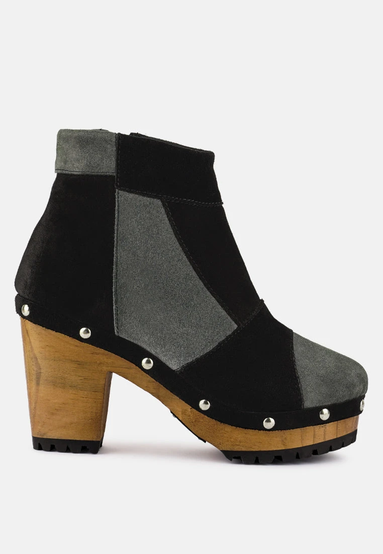 HURON Grey Fine Suede Patchwork Ankle Boots 3 HURON Grey Fine Suede Patchwork Ankle Boots