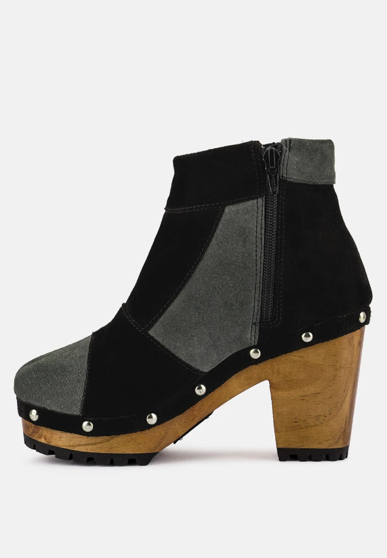 HURON Grey Fine Suede Patchwork Ankle Boots 5 HURON Grey Fine Suede Patchwork Ankle Boots - Image 3