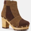 HURON Brown Fine Suede Patchwork Ankle Boots 2 HURON Brown Fine Suede Patchwork Ankle Boots -Rag & Co RCSH2963 BROWN TAN 2