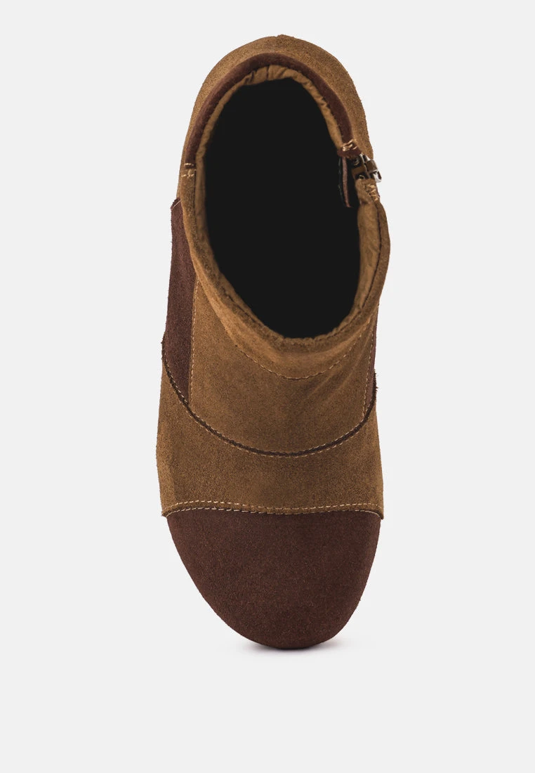 HURON Brown Fine Suede Patchwork Ankle Boots 8 HURON Brown Fine Suede Patchwork Ankle Boots - Image 6