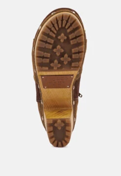 HURON Brown Fine Suede Patchwork Ankle Boots 15 HURON Brown Fine Suede Patchwork Ankle Boots -Rag & Co RCSH2963 BROWN TAN 8