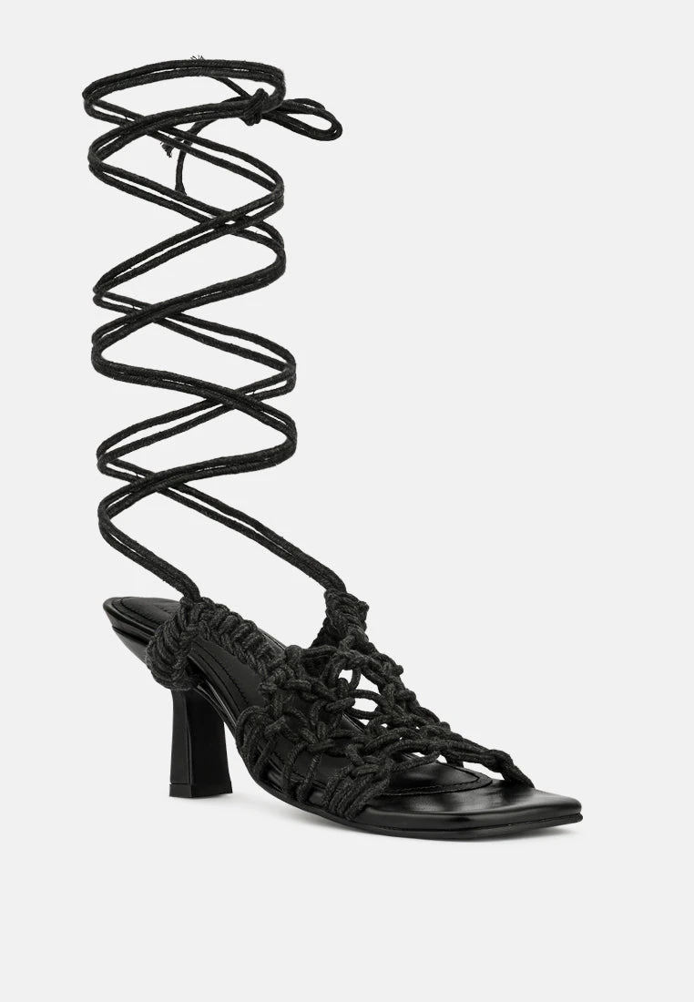 BEROE Black Braided Handcrafted Lace Up Sandal 5 BEROE Black Braided Handcrafted Lace Up Sandal - Image 3