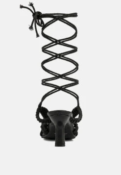BEROE Black Braided Handcrafted Lace Up Sandal 15 BEROE Black Braided Handcrafted Lace Up Sandal -Rag & Co RCSH3120 BLACK 6