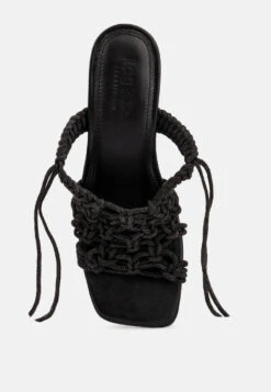 BEROE Black Braided Handcrafted Lace Up Sandal 16 BEROE Black Braided Handcrafted Lace Up Sandal -Rag & Co RCSH3120 BLACK 7