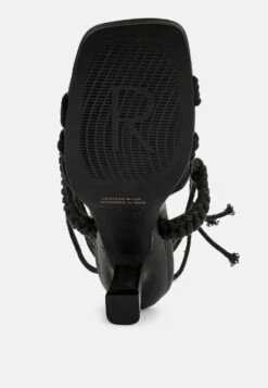 BEROE Black Braided Handcrafted Lace Up Sandal 17 BEROE Black Braided Handcrafted Lace Up Sandal -Rag & Co RCSH3120 BLACK 8