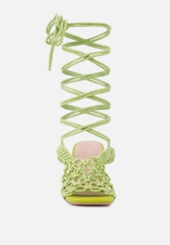 BEROE Green Braided Handcrafted Lace Up Sandal 13 BEROE Green Braided Handcrafted Lace Up Sandal -Rag & Co RCSH3120 GREEN 1