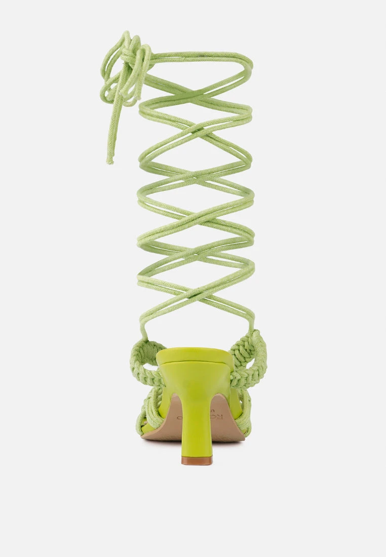 BEROE Green Braided Handcrafted Lace Up Sandal 8 BEROE Green Braided Handcrafted Lace Up Sandal - Image 6