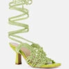 BEROE Green Braided Handcrafted Lace Up Sandal 1 BEROE Green Braided Handcrafted Lace Up Sandal -Rag & Co RCSH3120 GREEN 3