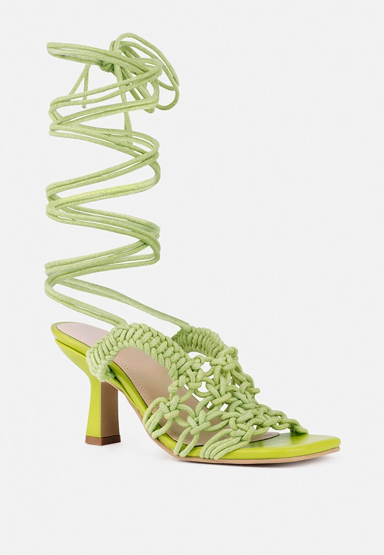 BEROE Green Braided Handcrafted Lace Up Sandal 3 BEROE Green Braided Handcrafted Lace Up Sandal