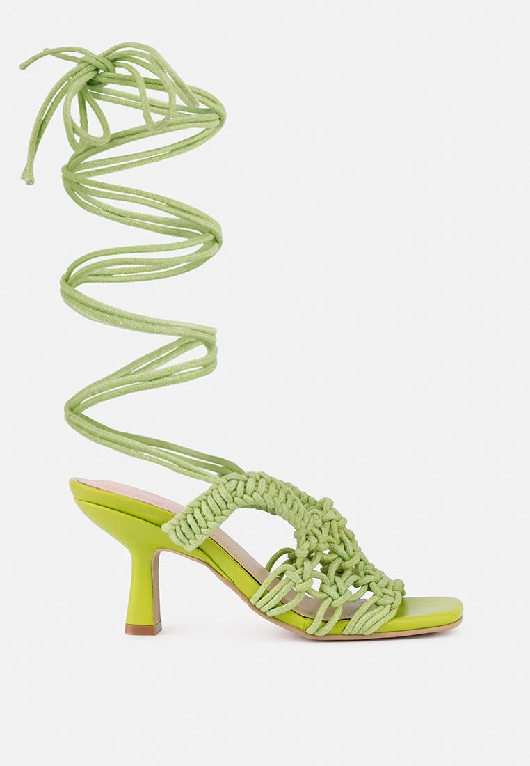 BEROE Green Braided Handcrafted Lace Up Sandal 5 BEROE Green Braided Handcrafted Lace Up Sandal - Image 3