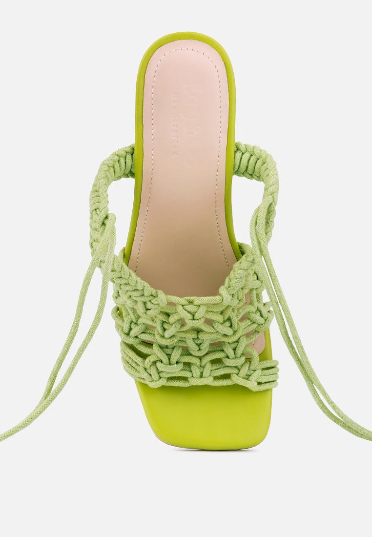 BEROE Green Braided Handcrafted Lace Up Sandal 9 BEROE Green Braided Handcrafted Lace Up Sandal - Image 7